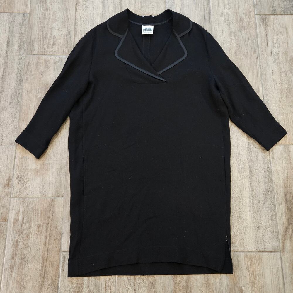Angelo Tarlazzi‎ Paris Dress Size 10 Collared 3/4 Pleated Sleeves Pockets Shift